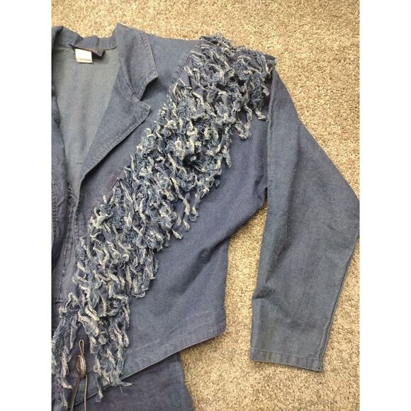 Circle T Marilyn Lenox VTG Western DENIM 2 Piece Fringed Skirt & Jacket SZ 11/12 - Picture 4 of 16